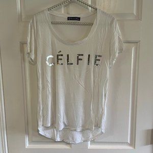 Recycled Karma Ladies White Scoop Neck Short Sleeve Graphic Tee Size M